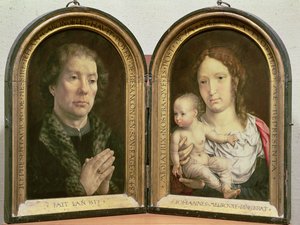 Het Carondelet Diptiek; (LtoR) Portret van Jean Carondelet (1469-1545) Decaan van de Kerk van Besançon, en raadgever van Karel V; Madonna en Kind, 1517